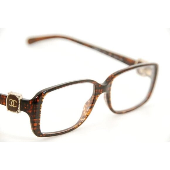 Rare Authentic Chanel Glasses 3185 c.1204 52mm Brown Tweed Frames Italy RX - Picture 3 of 7